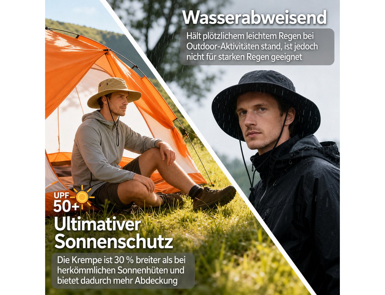 nsihing Fischerhut Fischerhut UPF50+, Atmungsaktiv mit Abnehmbarem Gesichtsschutz Mit Nackenschutz für Angeln, Wandern, Strand & Garten – Bild 4 von 5