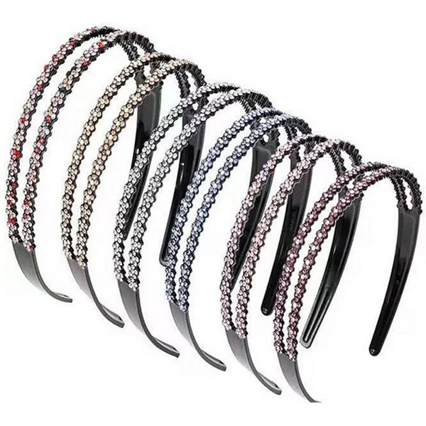 nsihing Haarband Strass Haarband Doppel Kristall Seite Modische Haarreife Hart, 6-tlg., 6 Stück Rutschfeste Zinken Stirnband Haarschmuck für Damen Mädchen