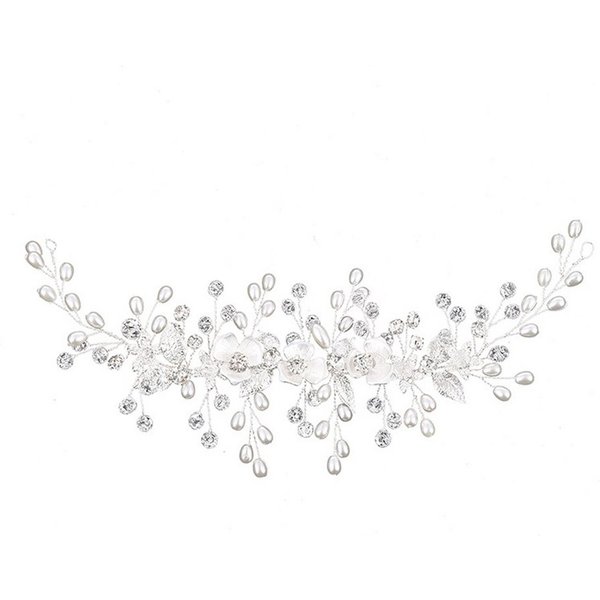 nsihing Haarspange Haarschmuck Hochzeit Silber, Haarschmuck Braut Mit Perlen und Blume, Für Bräute Brautjungfern Blumenmädchen Damen
