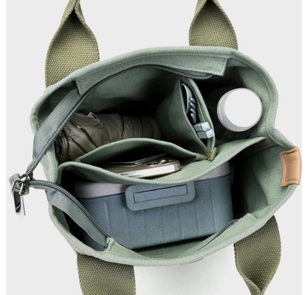 nsihing Handtasche Schultertasche Canvas, Umhängetasche Tote Bag mit Reißverschluss – Bild 3 von 5