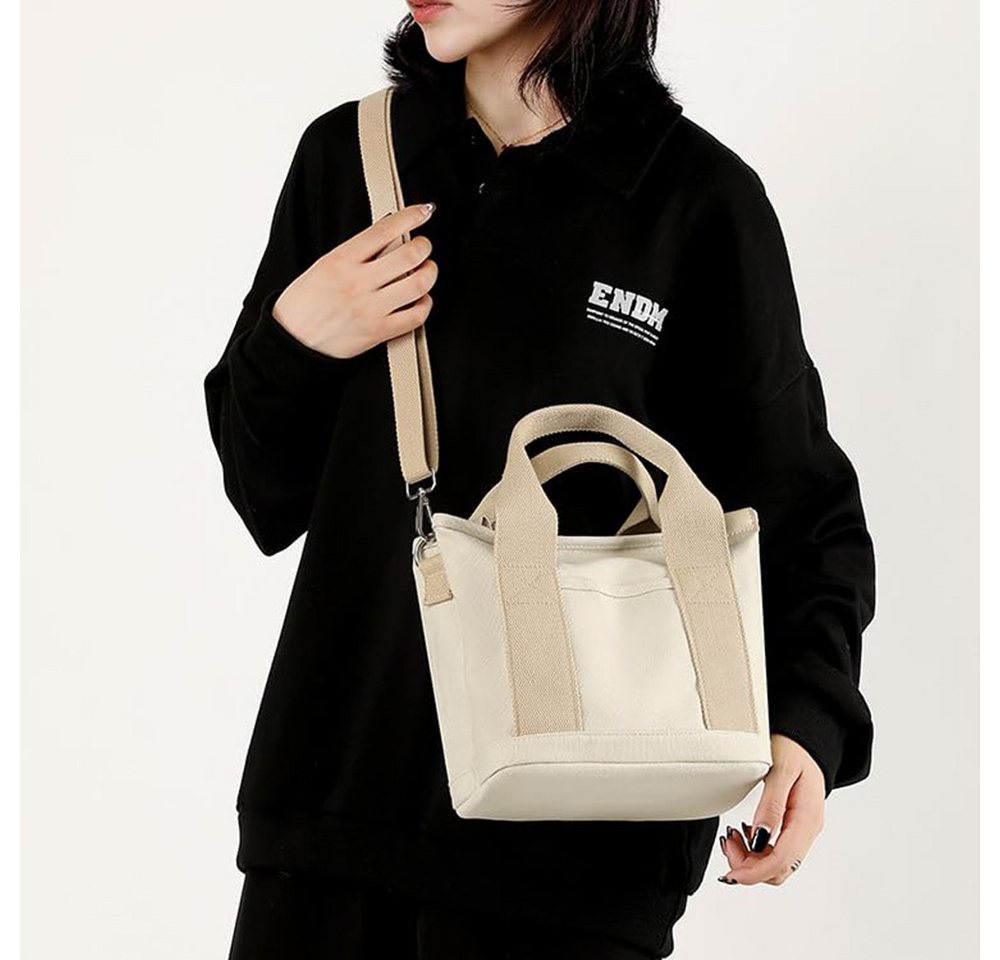 nsihing Handtasche Schultertasche Canvas, Umhängetasche Tote Bag mit Reißverschluss – Bild 4 von 5