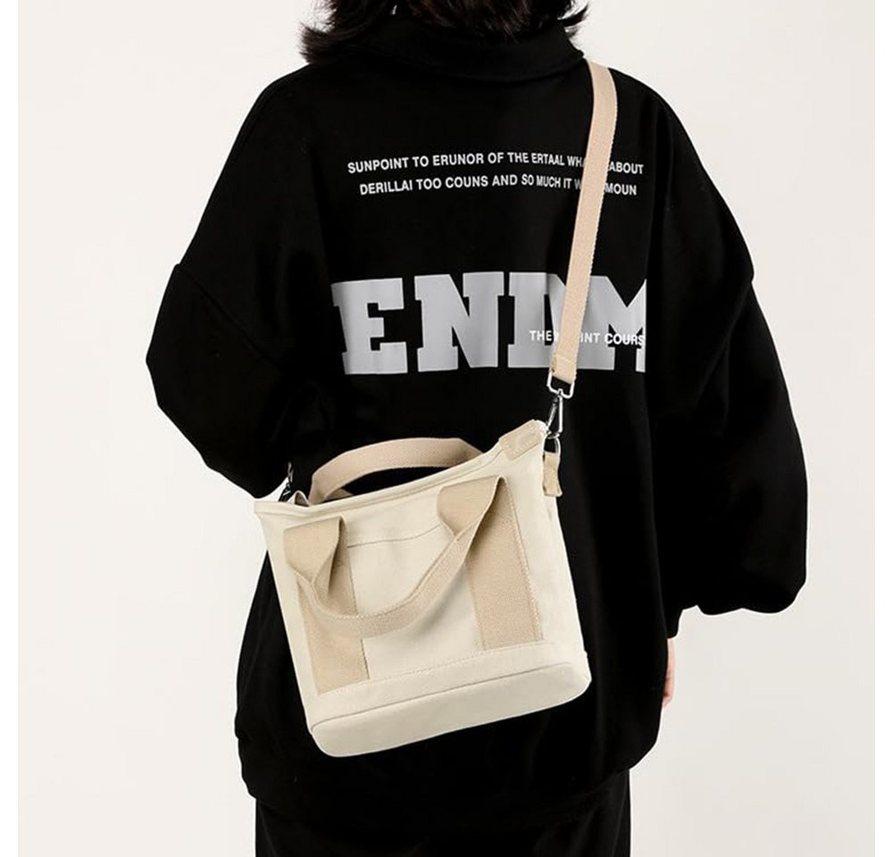 nsihing Handtasche Schultertasche Canvas, Umhängetasche Tote Bag mit Reißverschluss – Bild 5 von 5
