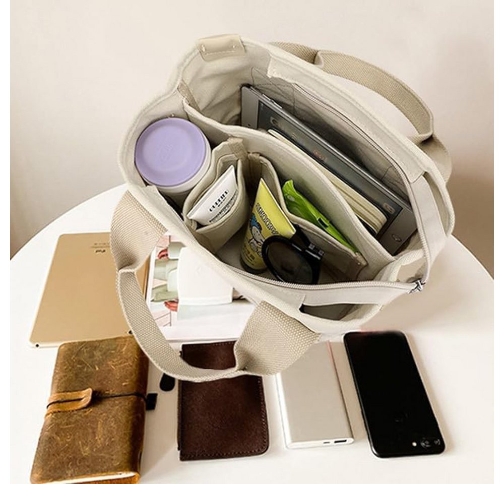 nsihing Handtasche Schultertasche Canvas, Umhängetasche Tote Bag mit Reißverschluss – Bild 2 von 5