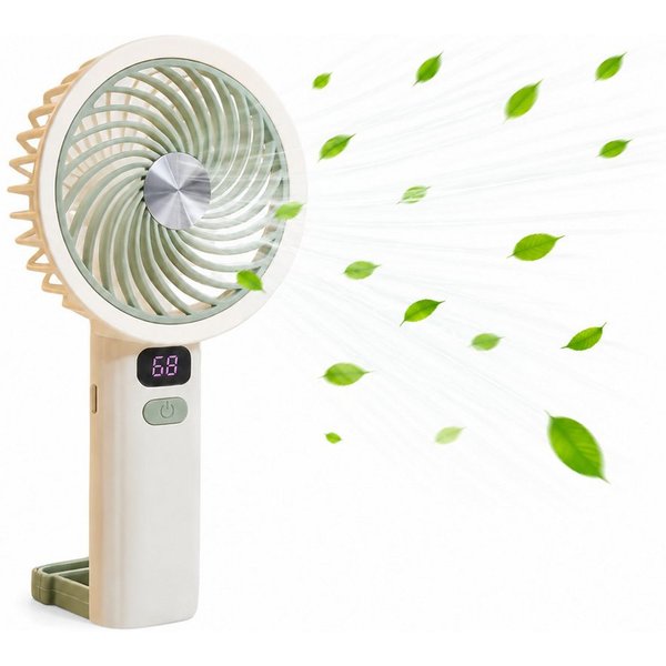 nsihing Handventilator Mini Ventilator Handventilator Akku Aufladbar, 5 Stufen einstellbar, mit LED-Display, leiser Taschenventilator für Reise, Outdoor, Büro