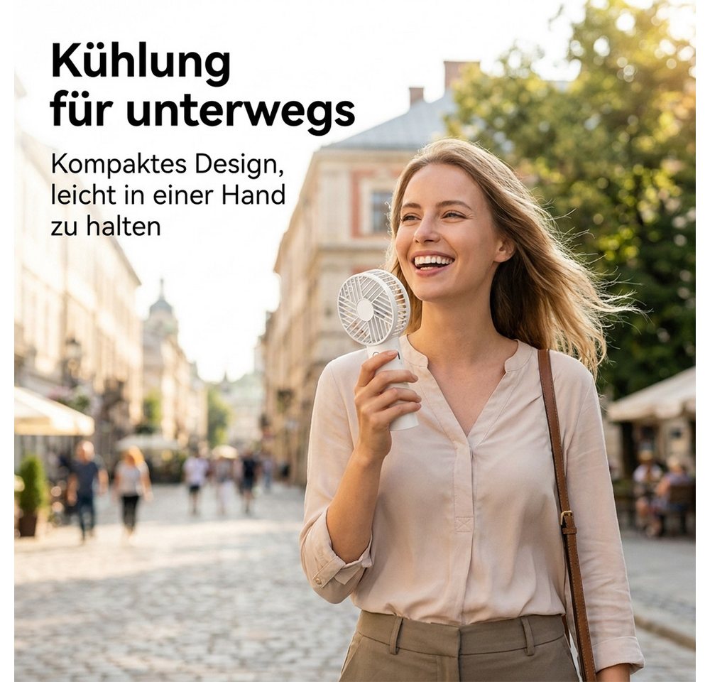 nsihing Handventilator Tragbarer Mini Ventilator, Wiederaufladbar USB Ventilator, mit 3 Geschwindigkeitsstufen, Hand Ventilatoren mit Base – Bild 5 von 5