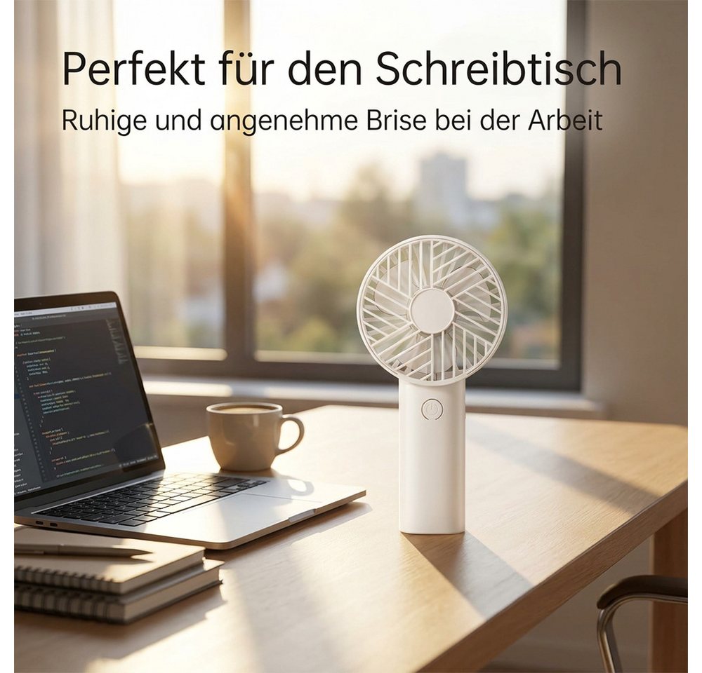 nsihing Handventilator Tragbarer Mini Ventilator, Wiederaufladbar USB Ventilator, mit 3 Geschwindigkeitsstufen, Hand Ventilatoren mit Base – Bild 4 von 5