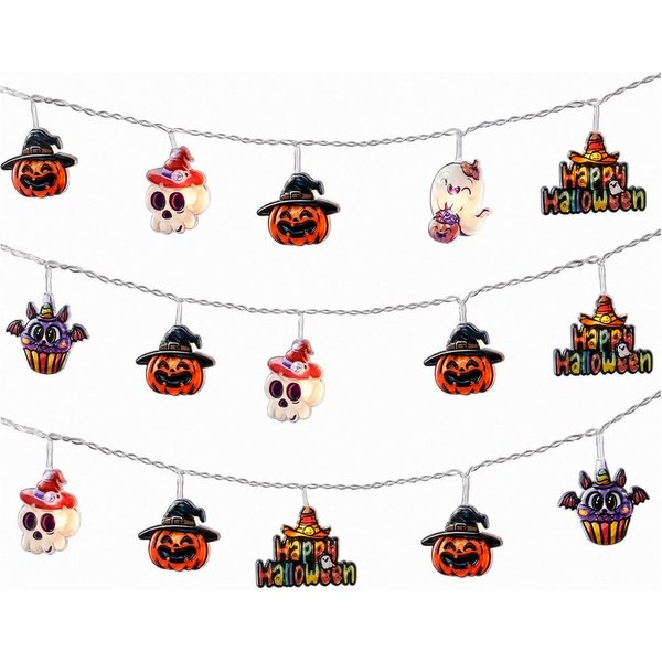 nsihing LED-Lichterkette Halloween Lichterkette, 3M 20LED Kürbis Lichterkette Batterie, 2 Modi Wetterfest Halloween Deko Outdoor für Garten, Party