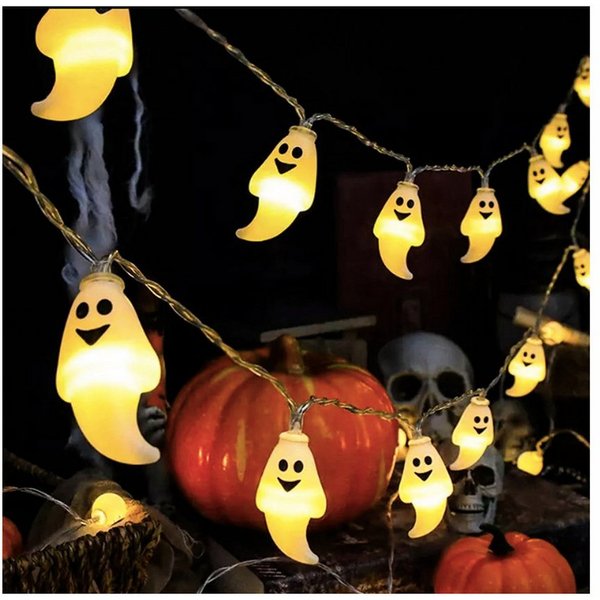 nsihing LED-Lichterkette Halloween Lichterkette, 3m 20 LED Gespenst Lichterkette mit Timer, Lichterketten für Erntedankfest, Halloween Deko