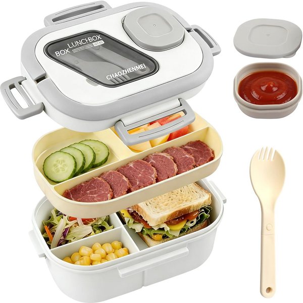 nsihing Lunchbox Große Bento Box mit 2 Fächern und Besteck, (Brotdose Lunchbox Erwachsene und Büro 1200ml, Auslaufsichere), für Schule Arbeit Männer Frauen und 