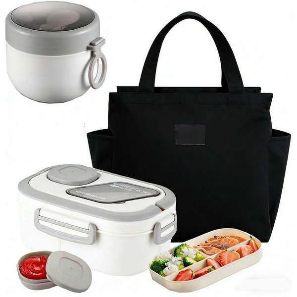 nsihing Lunchbox Große Bento Box mit 2 Fächern und Besteck, (Brotdose Lunchbox Erwachsene und Büro 1200ml, Auslaufsichere), für Schule Arbeit Männer Frauen und 