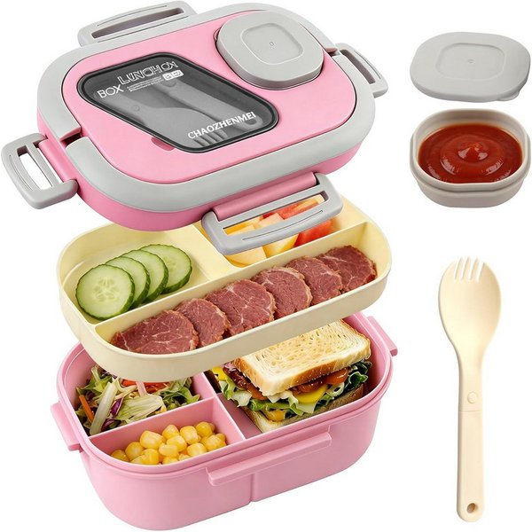 nsihing Lunchbox Große Bento Box mit 2 Fächern und Besteck, (Brotdose Lunchbox Erwachsene und Büro 1200ml, Auslaufsichere), für Schule Arbeit Männer Frauen und 