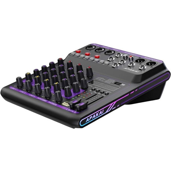 nsihing Mischpult 5-Kanal DSP Digital Mischpult, Audio Mixer mit 99 DSP Effekten, USB, Audio Interface, 48V Phantomspeisung, Bluetooth MP3 Player