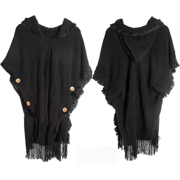 nsihing Modeschal Damen Boho Lange Poncho, Winter Warm Umhang, Damen Strick-schal mit Quasten für Herbst und Winter