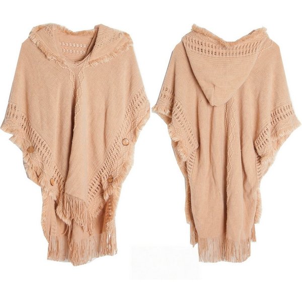 nsihing Modeschal Damen Boho Lange Poncho, Winter Warm Umhang, Damen Strick-schal mit Quasten für Herbst und Winter