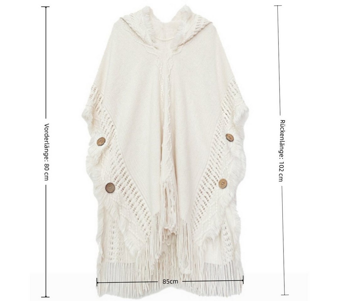 nsihing Modeschal Damen Boho Lange Poncho, Winter Warm Umhang, Damen Strick-schal mit Quasten für Herbst und Winter – Bild 2 von 5