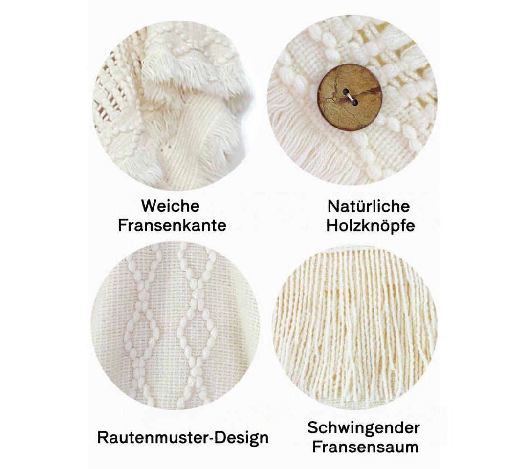 nsihing Modeschal Damen Boho Lange Poncho, Winter Warm Umhang, Damen Strick-schal mit Quasten für Herbst und Winter – Bild 4 von 5