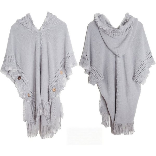nsihing Modeschal Damen Boho Lange Poncho, Winter Warm Umhang, Damen Strick-schal mit Quasten für Herbst und Winter