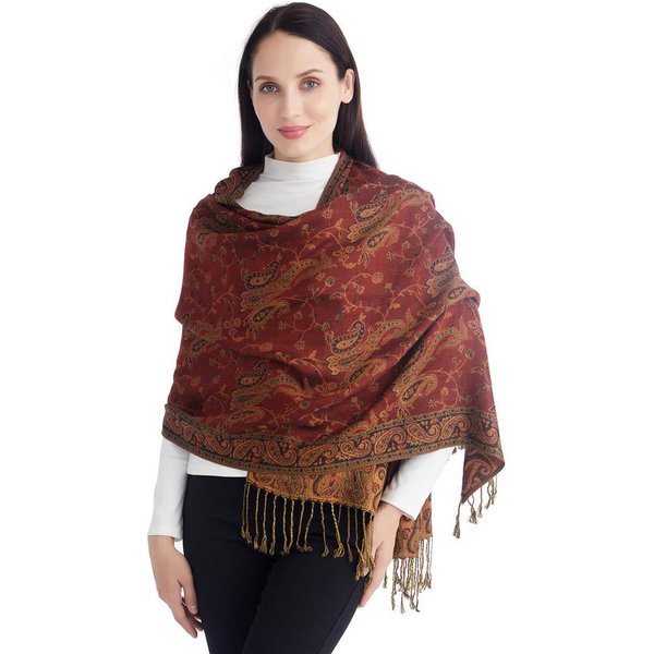 nsihing Modeschal Pashmina Schal Damen, Elegant Weich Schultertuch Schal für Damen, Leicht Frauen Halstuch Stola mit Paisleymuster Tuch Lang Damen