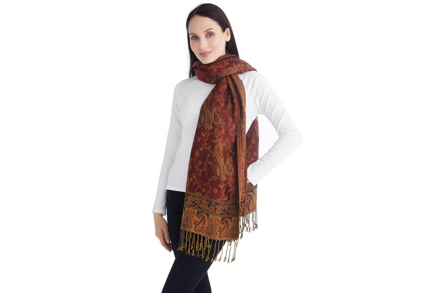 nsihing Modeschal Pashmina Schal Damen, Elegant Weich Schultertuch Schal für Damen, Leicht Frauen Halstuch Stola mit Paisleymuster Tuch Lang Damen – Bild 3 von 5