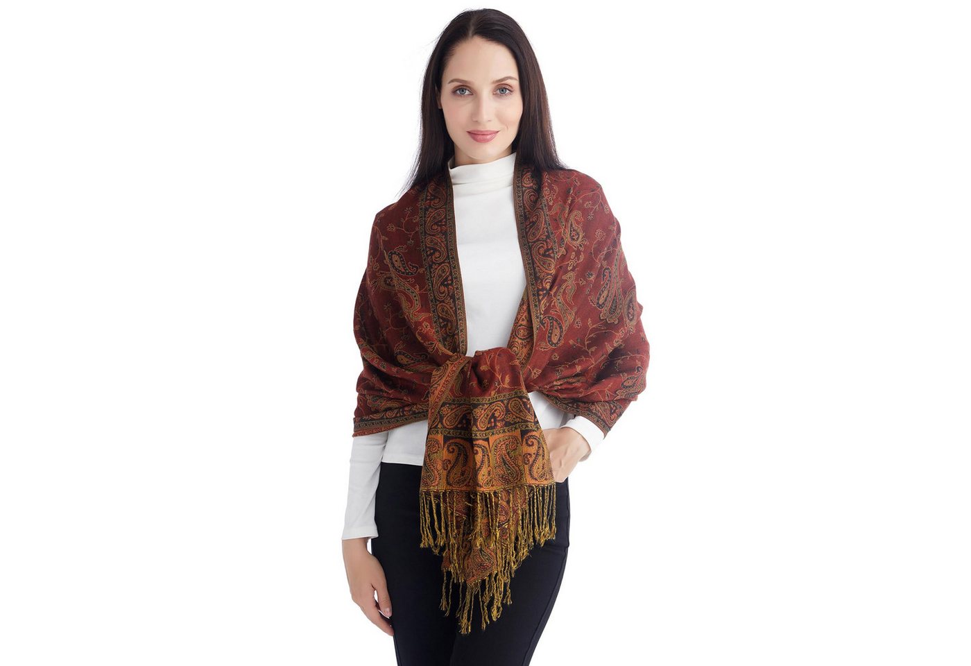 nsihing Modeschal Pashmina Schal Damen, Elegant Weich Schultertuch Schal für Damen, Leicht Frauen Halstuch Stola mit Paisleymuster Tuch Lang Damen – Bild 4 von 5