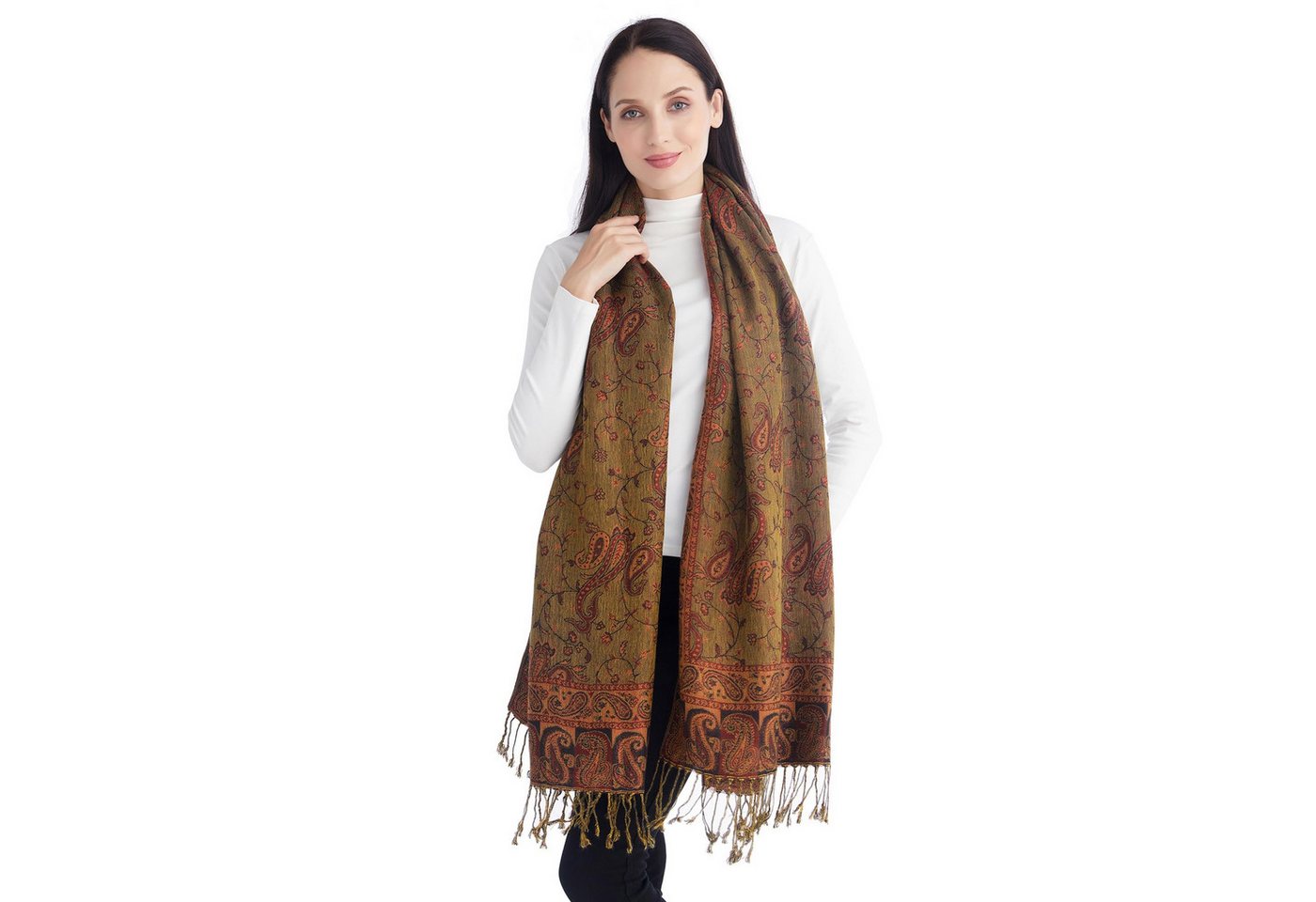 nsihing Modeschal Pashmina Schal Damen, Elegant Weich Schultertuch Schal für Damen, Leicht Frauen Halstuch Stola mit Paisleymuster Tuch Lang Damen – Bild 5 von 5