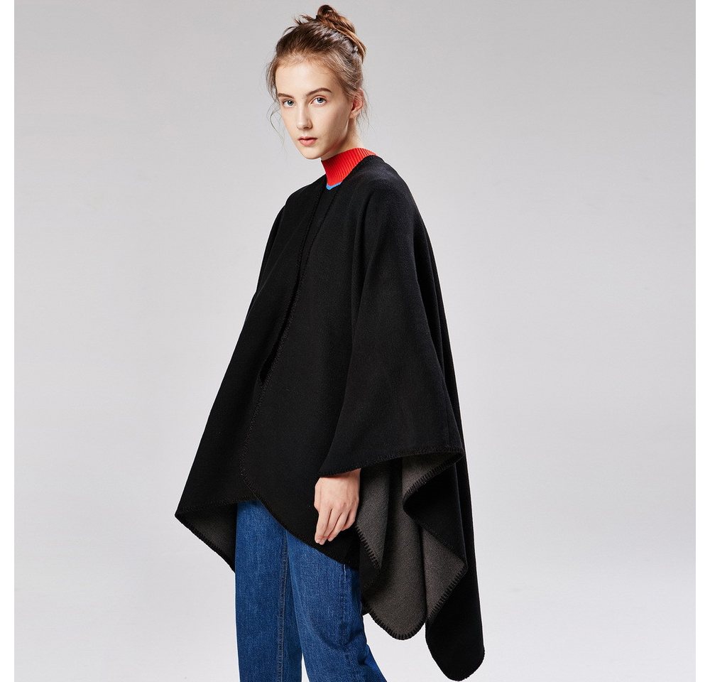 nsihing Modeschal Poncho Damen Strick Poncho Winter Warm Elegant Poncho Decke, Poncho Cape Mantel Übergroße Poncho Frauen Schal – Bild 3 von 5