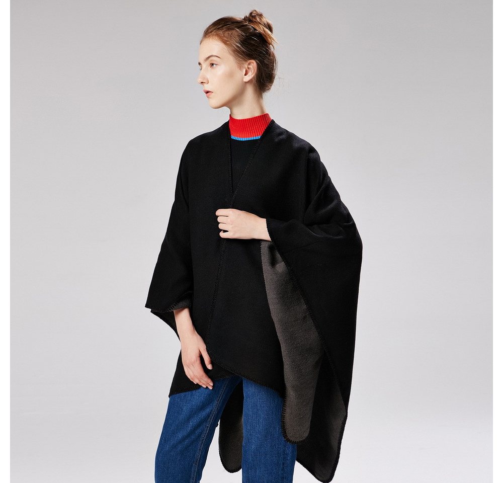 nsihing Modeschal Poncho Damen Strick Poncho Winter Warm Elegant Poncho Decke, Poncho Cape Mantel Übergroße Poncho Frauen Schal – Bild 4 von 5
