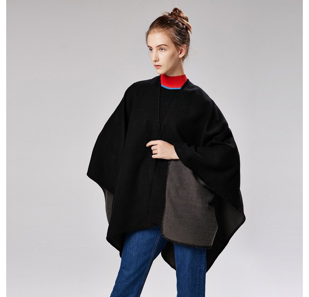 nsihing Modeschal Poncho Damen Strick Poncho Winter Warm Elegant Poncho Decke, Poncho Cape Mantel Übergroße Poncho Frauen Schal – Bild 5 von 5