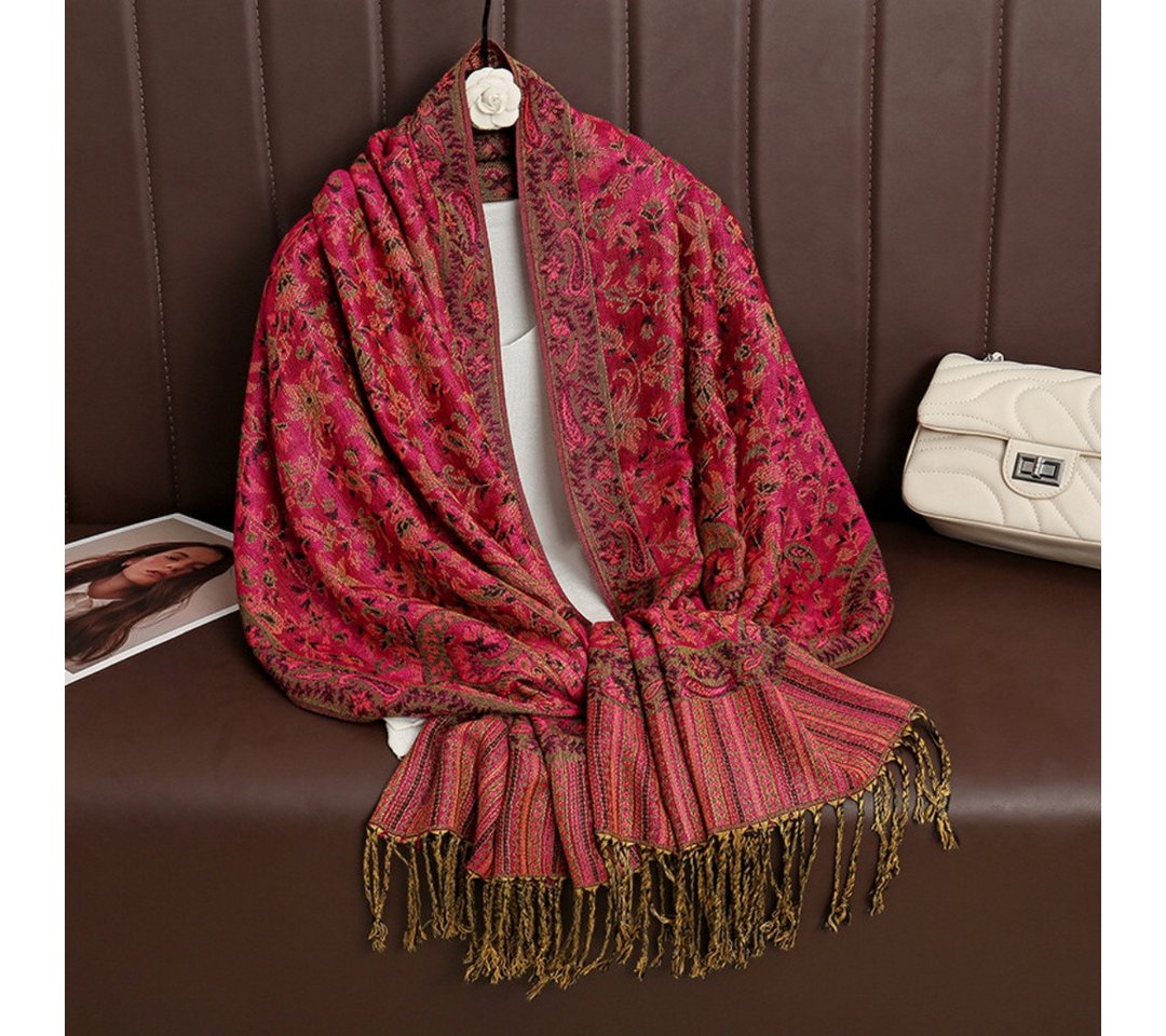nsihing Modeschal Warmer Schal für Damen, Weiches Tuch in Kaschmir-Optik, Lange, große warme Stola mit Quasten für Herbst und Winter – Bild 3 von 3