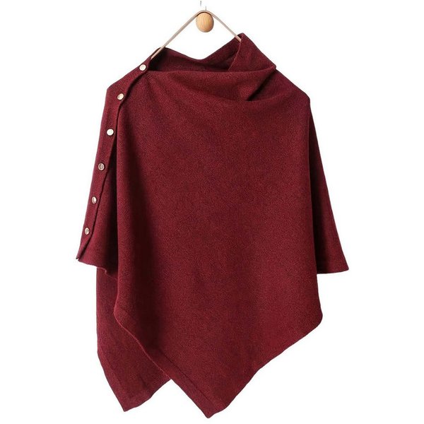 nsihing Poncho Einfarbiger Damen-Umhang, mit goldenen Knöpfen,Winter