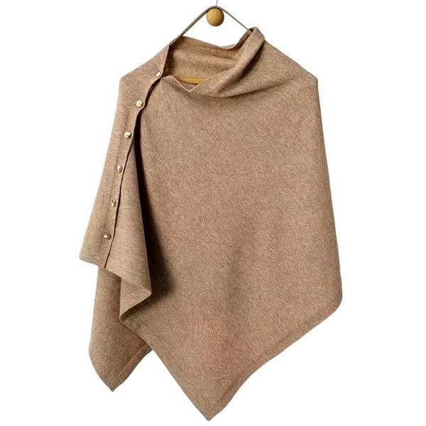 nsihing Poncho Einfarbiger Damen-Umhang, mit goldenen Knöpfen,Winter