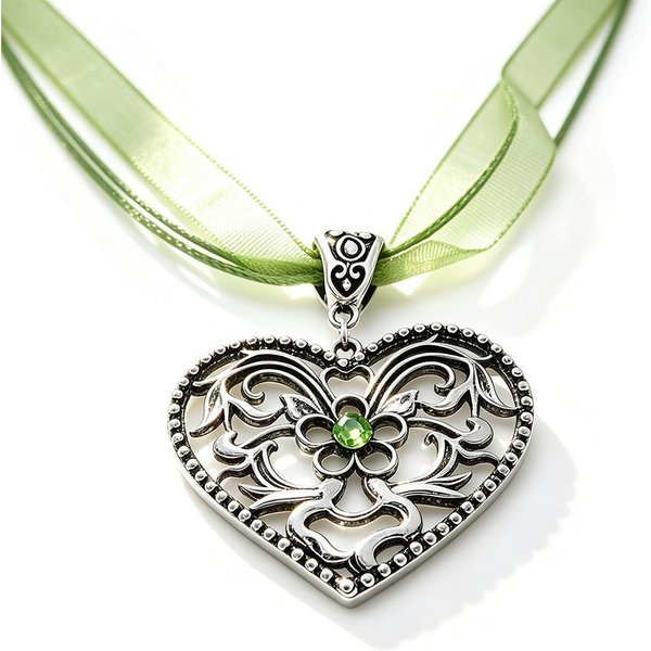 nsihing Schmuckset Trachtenschmuck,bayerischer Dirndl-Schmuck,Bierfest Herz-Halskette (1-tlg), Bayerische Trachtenkette mit Strass-Herzanhänger und für Damen