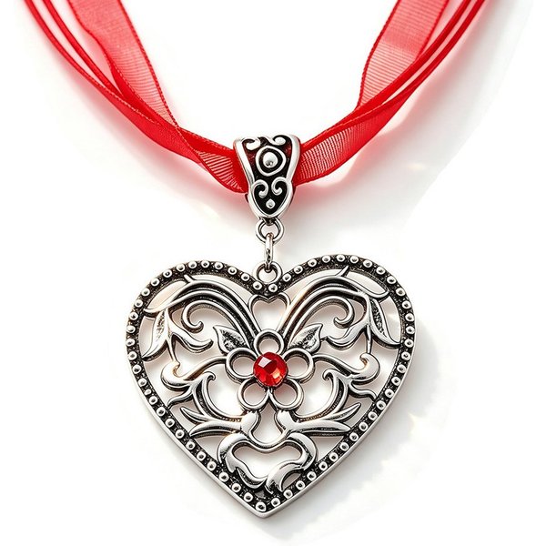 nsihing Schmuckset Trachtenschmuck,bayerischer Dirndl-Schmuck,Bierfest Herz-Halskette (1-tlg), Bayerische Trachtenkette mit Strass-Herzanhänger und für Damen