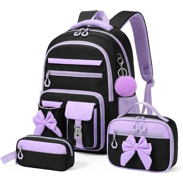 nsihing Schulrucksack Schülerrucksack/Kinderrucksack Mädchen 3 Teilig 3. - 7. Klassensihing (3-tlg), mit Lunchtasche Federmappe für Schule Reisen, 24L