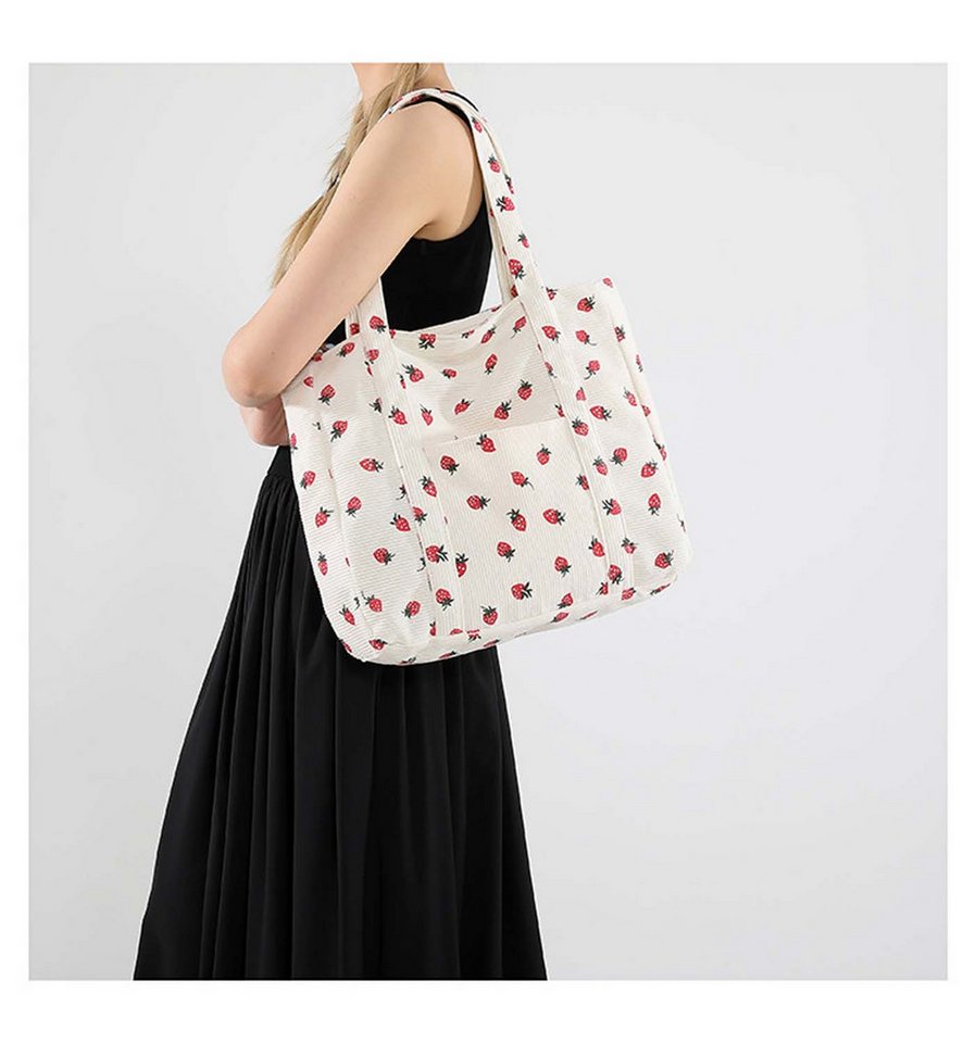 nsihing Schultertasche Cord-Tragetasche, Süße Erdbeer-tragetaschen – Bild 3 von 5