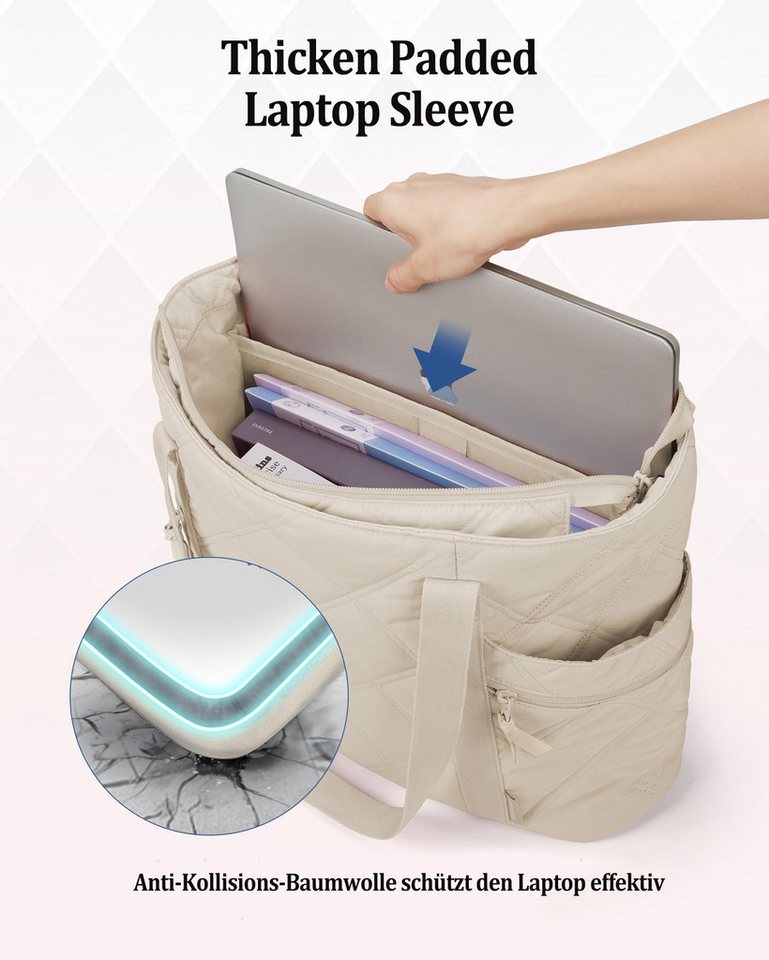 nsihing Schultertasche Damen große Schultertasche, Reißverschluss-Tote Bag, 18L großer Umhängetasche, geeignet für Reisen, Arbeit und Fitness – Bild 5 von 5