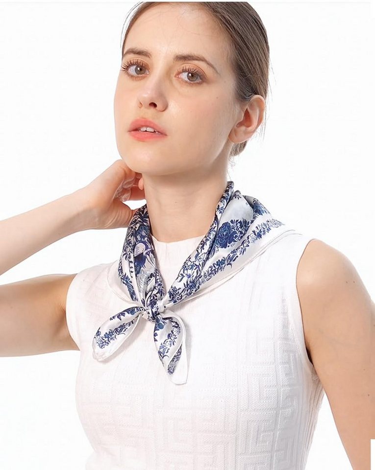 nsihing Seidentuch Damen-Halstuch, Modetuch Bandana Maulbeerseide, Quadratisch, 53 x 53 cm, 1er Pack- Haartuch für Damen & Herren – Bild 2 von 5