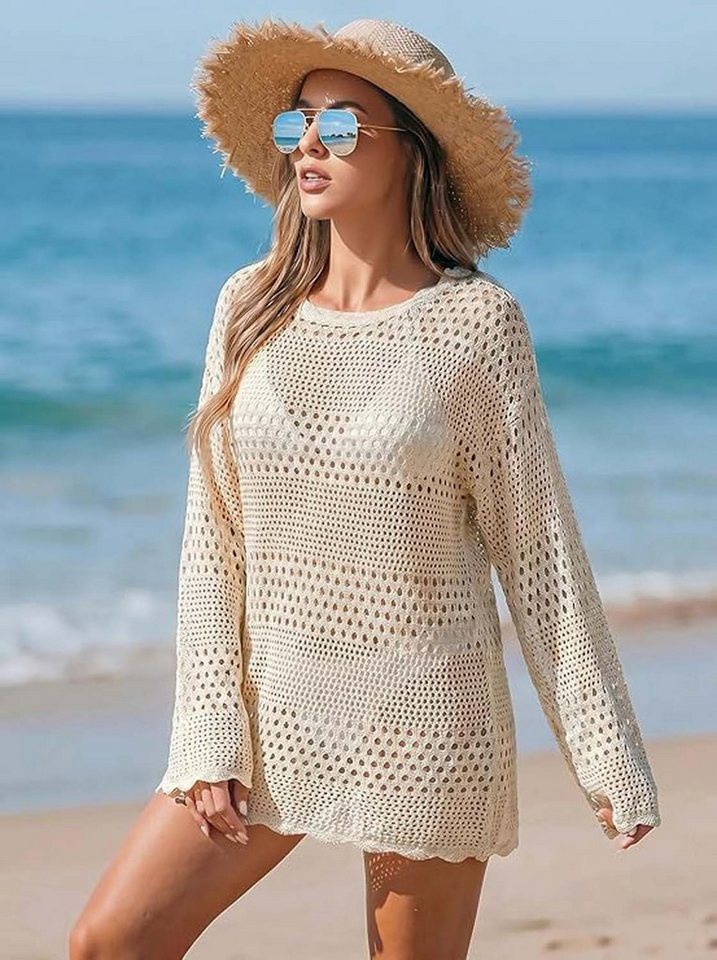 nsihing Strandkleid Damen Strandmode Strandkleider Sommer Gestrickt – Bild 2 von 5