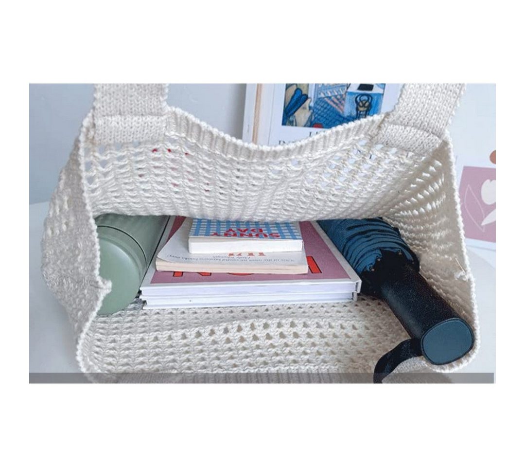 nsihing Strandtasche Damen Sommer Boho, Gestrickte Tasche Beach Bag Netz Strandbeutel (Häkeltasche Mesh Gehäkelt Handtasche, Tote Bag), Netztasche Umhängetasche – Bild 3 von 5
