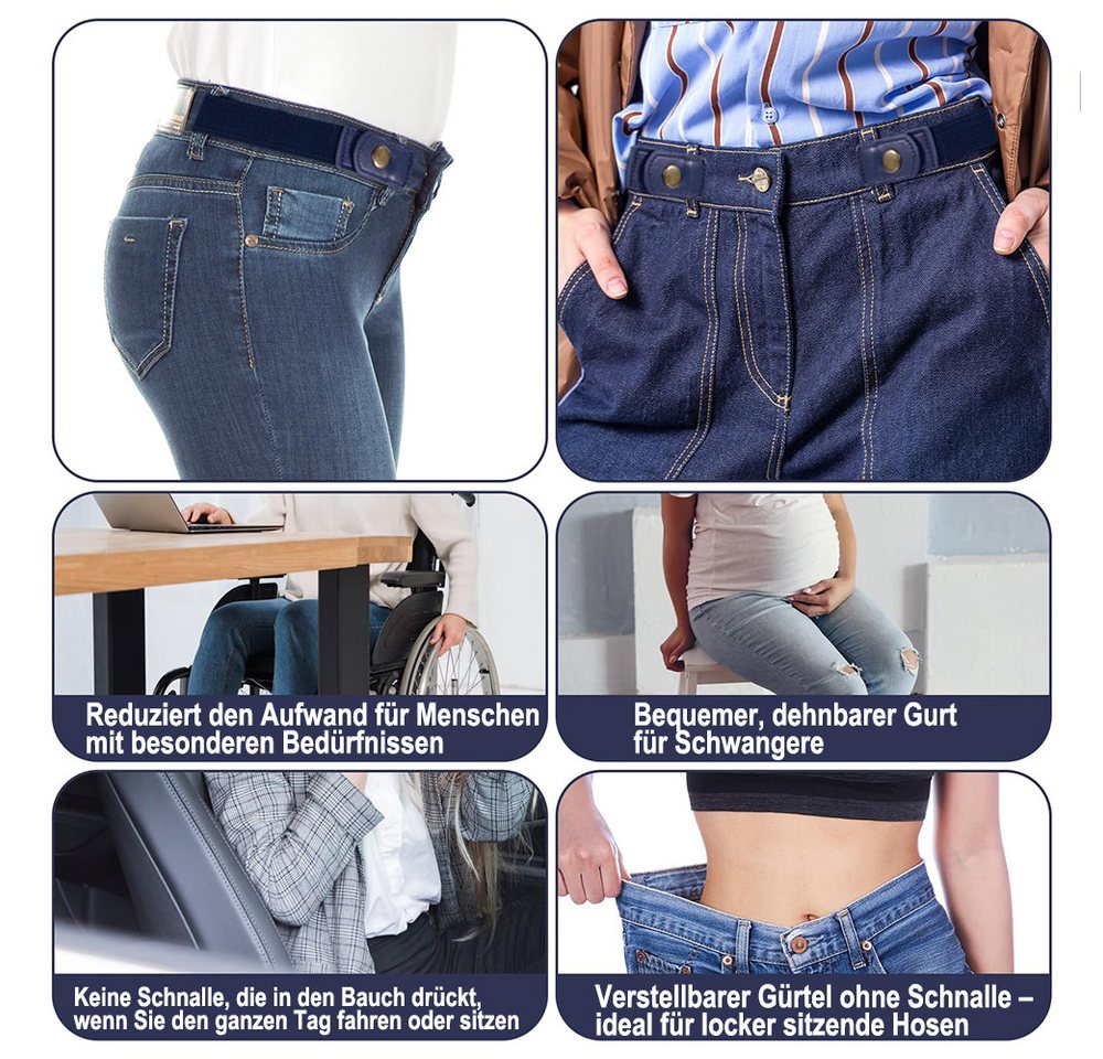 nsihing Stretchgürtel Elastischer Gürtel ohne Schnalle für Damen und Herren,Unsichtbarer verstellbarer Gürtel für Herren,elastischer schnallenloser Gürtel – Bild 3 von 5