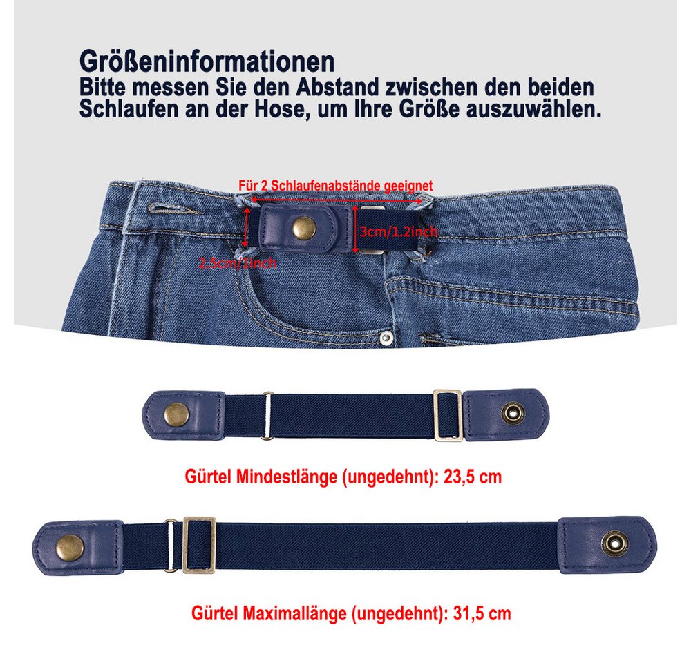 nsihing Stretchgürtel Elastischer Gürtel ohne Schnalle für Damen und Herren,Unsichtbarer verstellbarer Gürtel für Herren,elastischer schnallenloser Gürtel – Bild 4 von 5