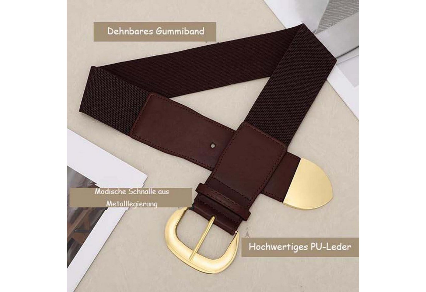 nsihing Taillengürtel Breiter elastischer Gürtel für Damenkleider – modischer – Bild 4 von 5