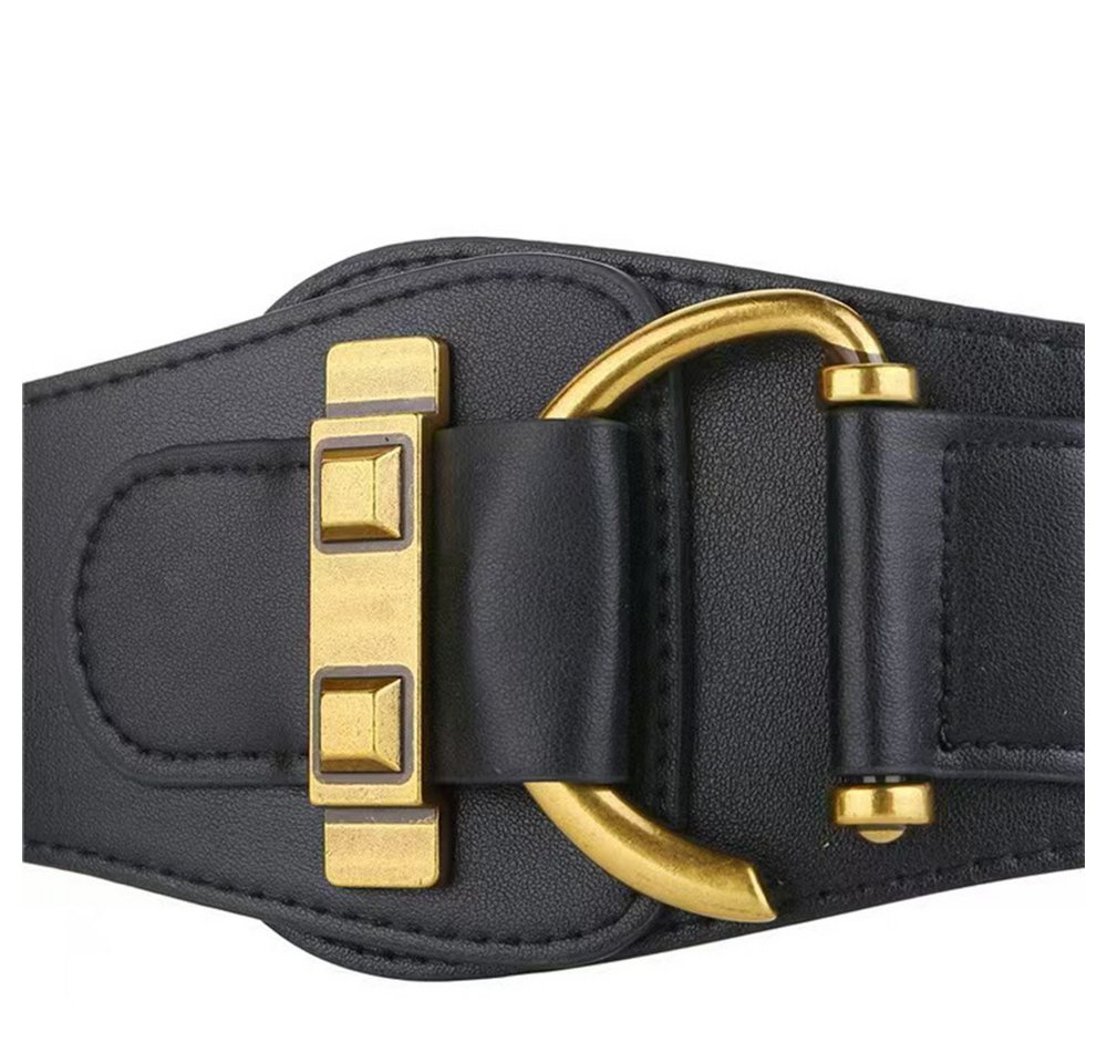 nsihing Taillengürtel Damen Breiter Elastischer Taillengürtel Vintage Stretchy Kleid Gürtel Hüftgürtel mit Gold Schnalle – Bild 5 von 5