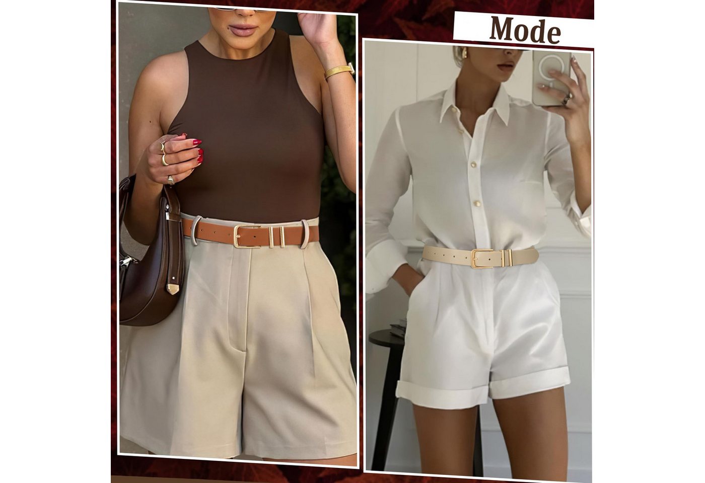 nsihing Taillengürtel Damen Echtledergürtel, modischer Gürtel mit goldener Schnalle (1-St) geeignet für Jeans, Hosen und Kleider – Bild 5 von 5