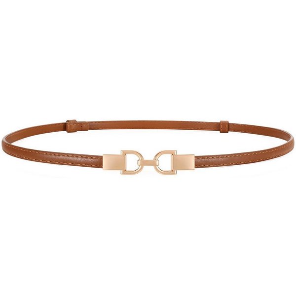 nsihing Taillengürtel echtes Leder, schmal, Damengürtel,schmaler Taillengürtel Verstellbare goldene Schnalle, perfekt passend zu Kleidern und Jeans.