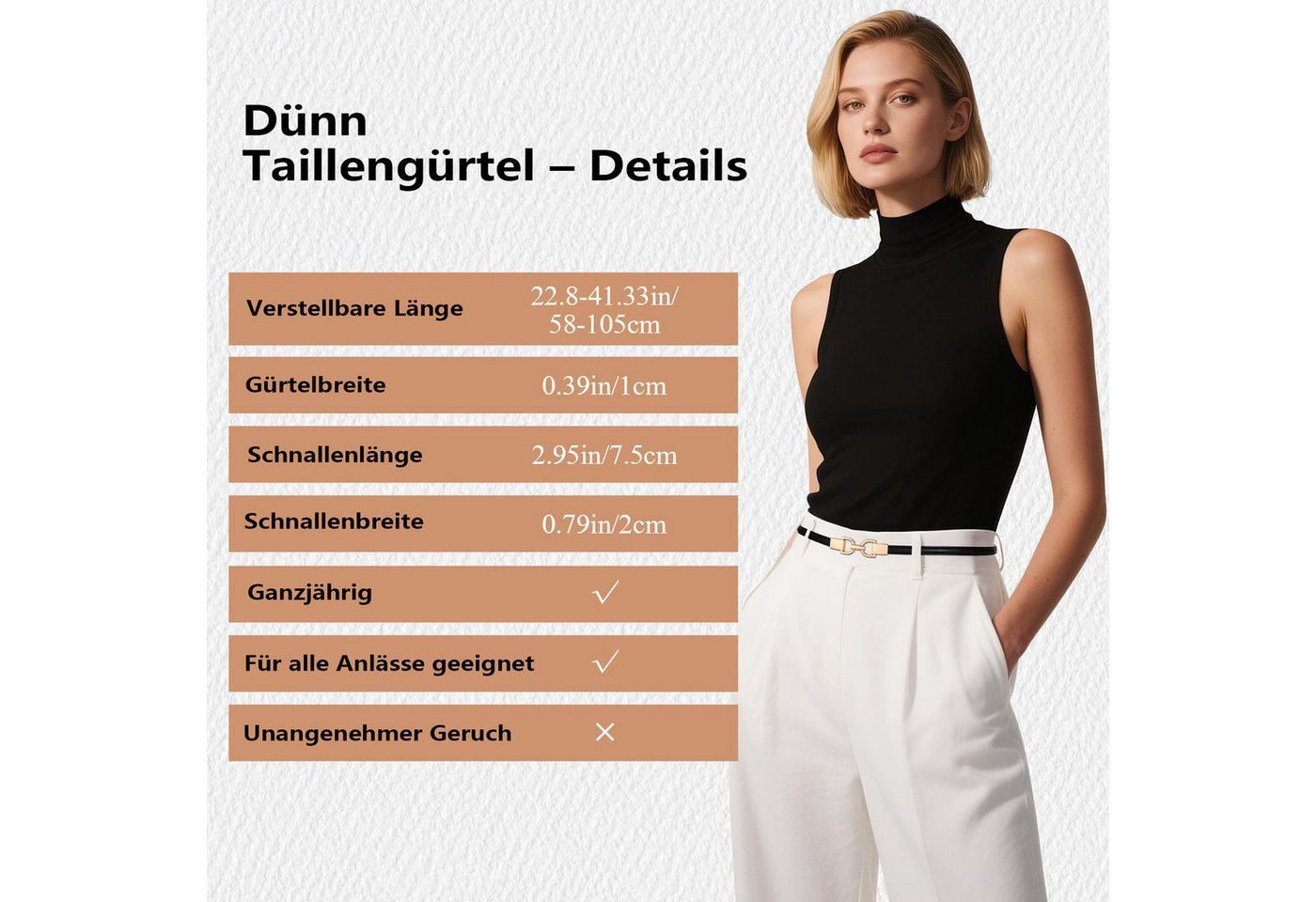 nsihing Taillengürtel echtes Leder, schmal, Damengürtel,schmaler Taillengürtel Verstellbare goldene Schnalle, perfekt passend zu Kleidern und Jeans. – Bild 5 von 5