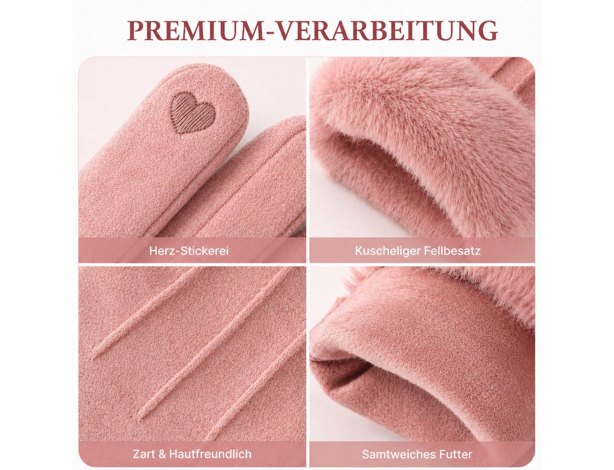 nsihing Thermohandschuhe Damen Winterhandschuhe, Warme Handschuhe aus Kaschmirimitat Gefüttert & Winddicht, Touchscreen Handschuhe für Outdoor & Fahrrad – Bild 3 von 5