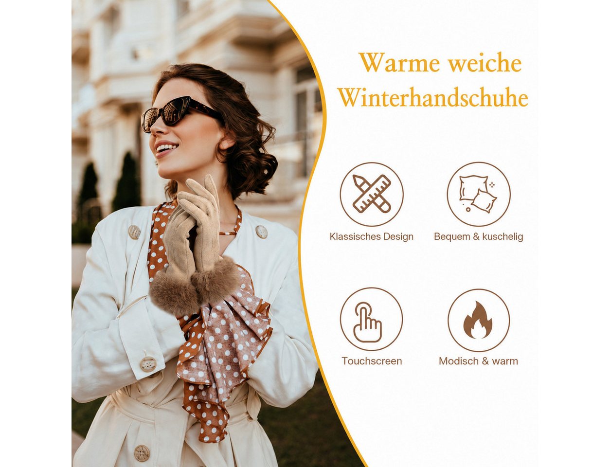 nsihing Thermohandschuhe Damen Winterhandschuhe, Warme Handschuhe aus Kaschmirimitat Gefüttert & Winddicht, Touchscreen Handschuhe für Outdoor & Fahrrad – Bild 5 von 5