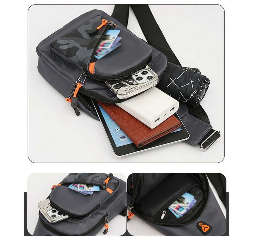 nsihing Umhängetasche Umhängetasche Herren Damen, Leicht, Klein, Crossbody, Camouflage, Für Wandern, Alltag, Schulter- und Brusttasche mit Frontfach – Bild 3 von 5