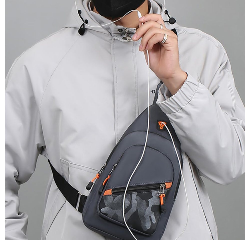 nsihing Umhängetasche Umhängetasche Herren Damen, Leicht, Klein, Crossbody, Camouflage, Für Wandern, Alltag, Schulter- und Brusttasche mit Frontfach – Bild 4 von 5
